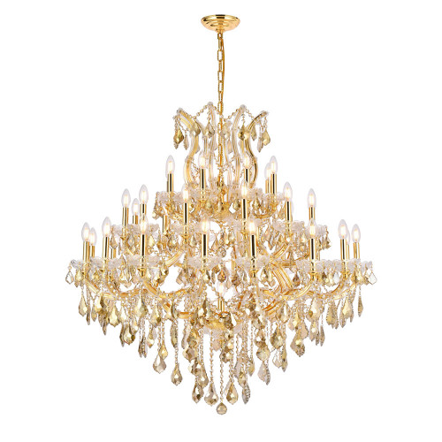 Elegant Maria Theresa 41 Light Chandelier - Gold/Golden Teak, L 44" (2800G44G-GT-RC)
