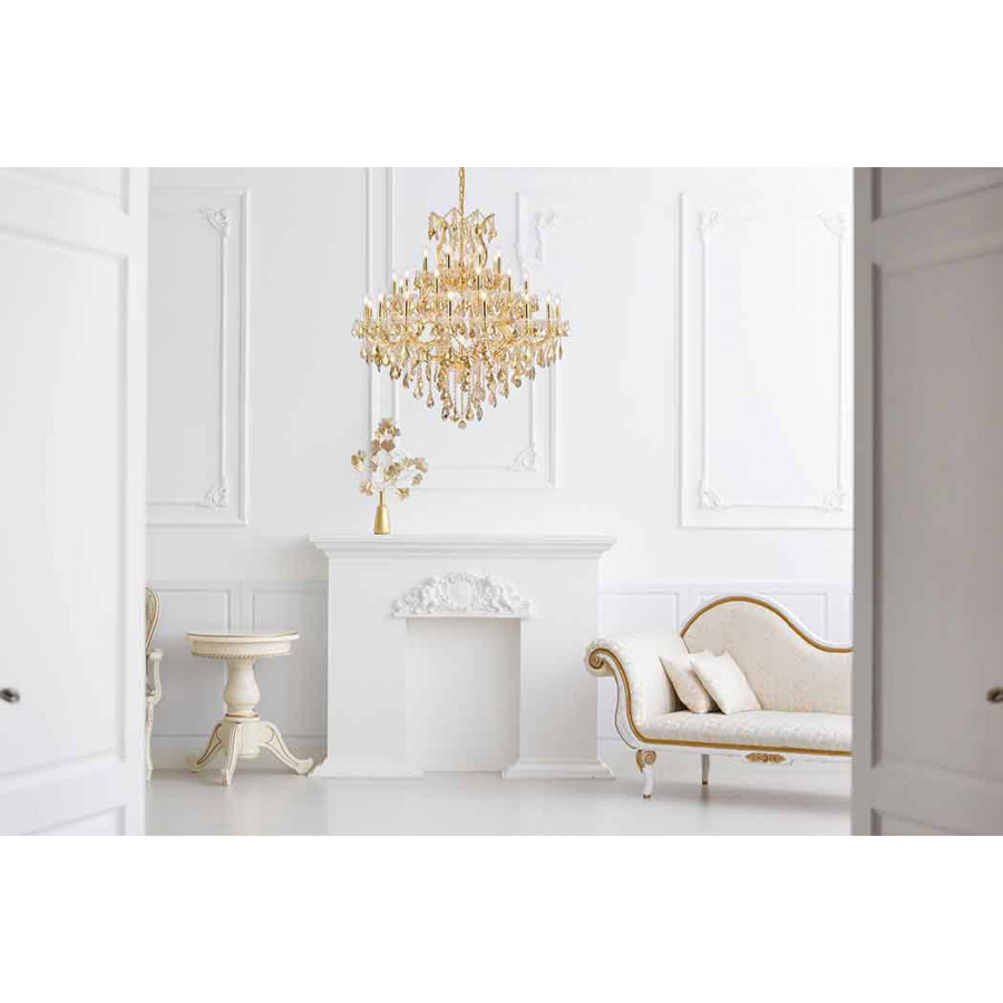 Elegant Maria Theresa 41 Light Chandelier - Gold/Golden Teak, L 44" (2800G44G-GT-RC)