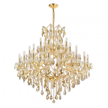 Elegant Maria Theresa 41 Light Chandelier - Gold/Golden Teak, L 44" (2800G44G-GT-RC)