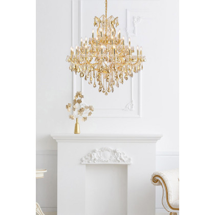 Elegant Maria Theresa 41 Light Chandelier - Gold/Golden Teak, L 44" (2800G44G-GT-RC)
