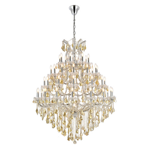 Elegant Maria Theresa 41 Light Chandelier - Chrome/Golden Teak, L 46" (2800G46C-GT-RC)