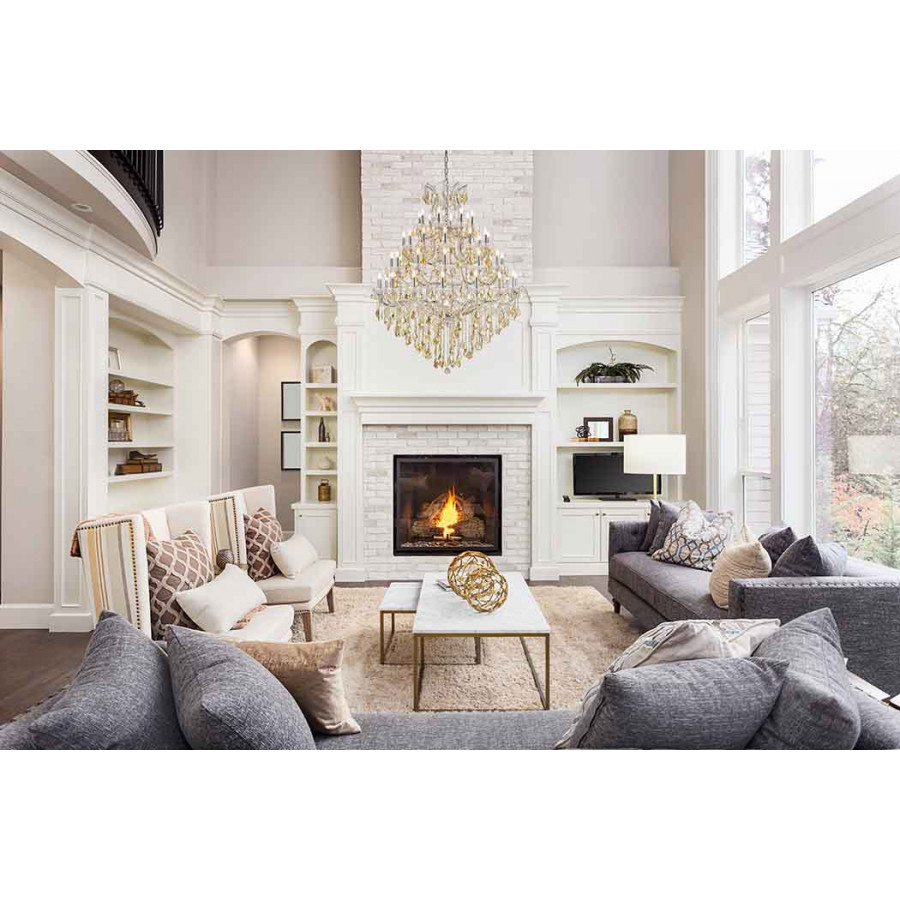 Elegant Maria Theresa 41 Light Chandelier - Chrome/Golden Teak, L 46" (2800G46C-GT-RC)