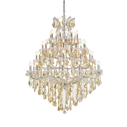 Elegant Maria Theresa 41 Light Chandelier - Chrome/Golden Teak, L 46" (2800G46C-GT-RC)