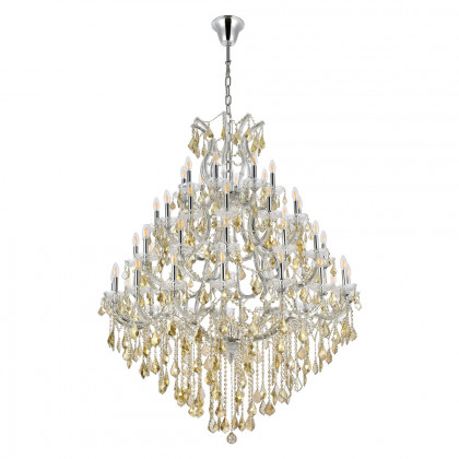 Elegant Maria Theresa 41 Light Chandelier - Chrome/Golden Teak, L 46" (2800G46C-GT-RC)