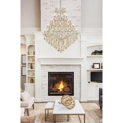 Elegant Maria Theresa 41 Light Chandelier - Chrome/Golden Teak, L 46" (2800G46C-GT-RC)