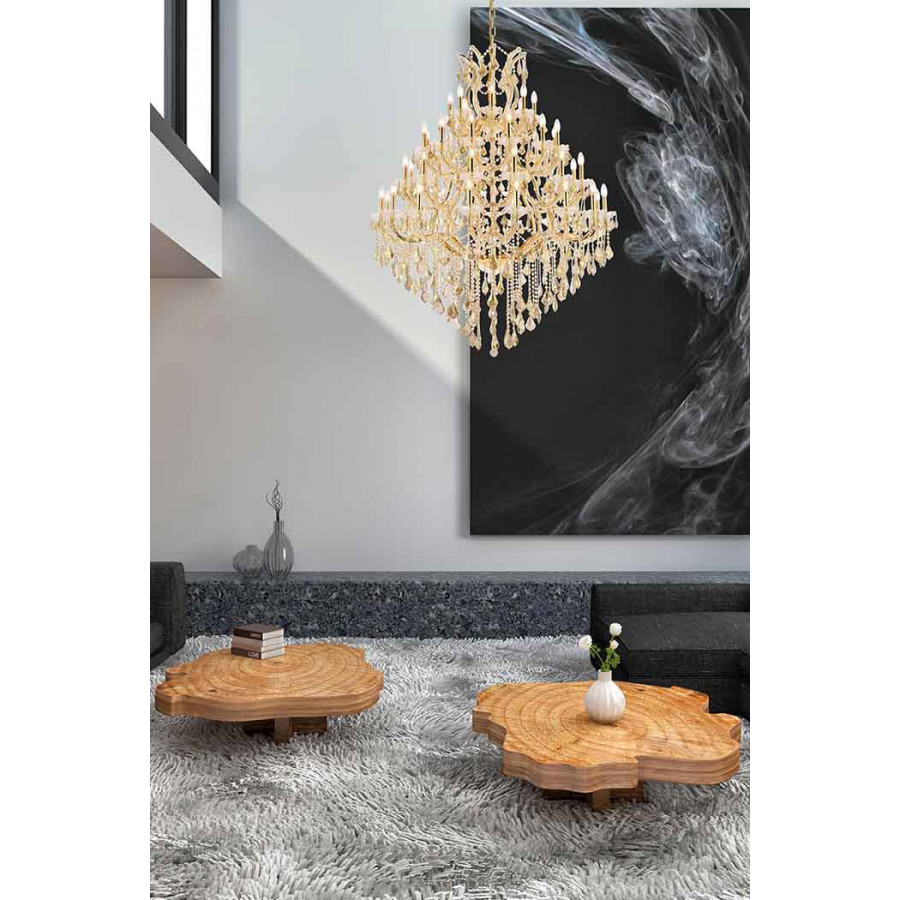 Elegant Maria Theresa 41 Light Chandelier - Gold/Golden Teak, L 46" (2800G46G-GT-RC)