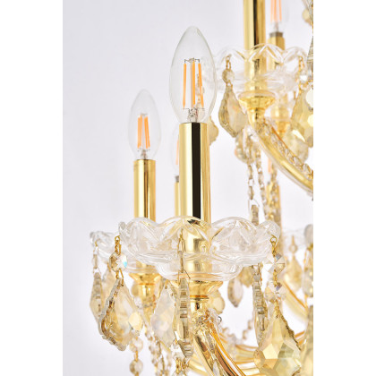 Elegant Maria Theresa 41 Light Chandelier - Gold/Golden Teak, L 46" (2800G46G-GT-RC)