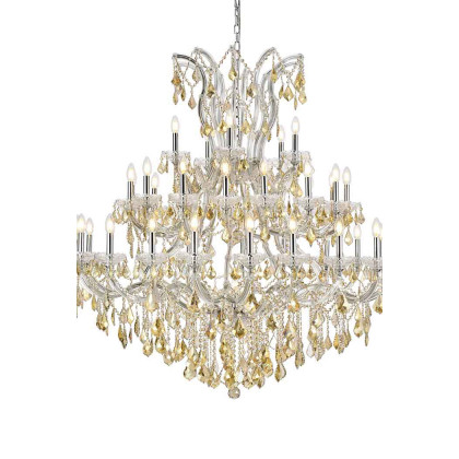 Elegant Maria Theresa 41 Light Chandelier - Chrome/Golden Teak, L 52" (2800G52C-GT-RC)