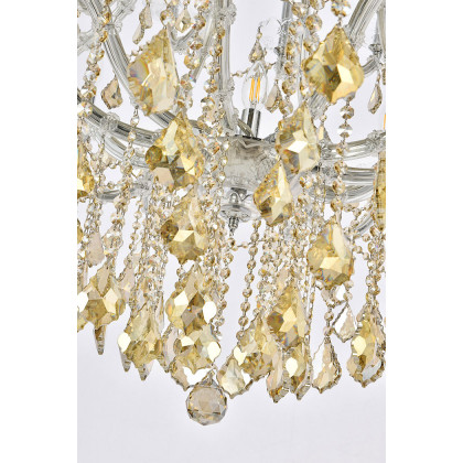 Elegant Maria Theresa 41 Light Chandelier - Chrome/Golden Teak, L 52" (2800G52C-GT-RC)