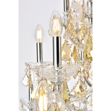 Elegant Maria Theresa 41 Light Chandelier - Chrome/Golden Teak, L 52" (2800G52C-GT-RC)