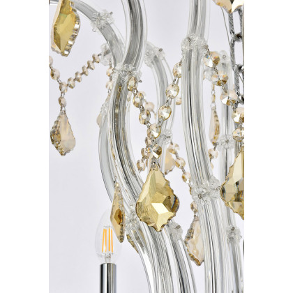 Elegant Maria Theresa 41 Light Chandelier - Chrome/Golden Teak, L 52" (2800G52C-GT-RC)
