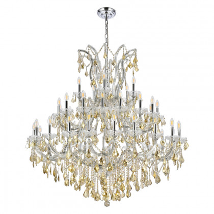 Elegant Maria Theresa 41 Light Chandelier - Chrome/Golden Teak, L 52" (2800G52C-GT-RC)