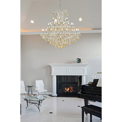 Elegant Maria Theresa 41 Light Chandelier - Chrome/Golden Teak, L 52" (2800G52C-GT-RC)