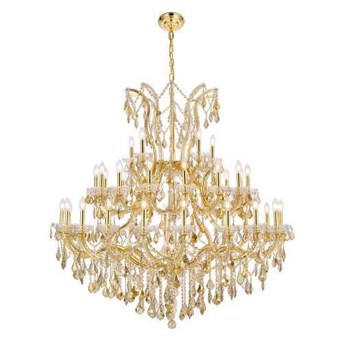Elegant Maria Theresa 41 Light Chandelier - Gold/Golden Teak, L 52" (2800G52G-GT-RC)