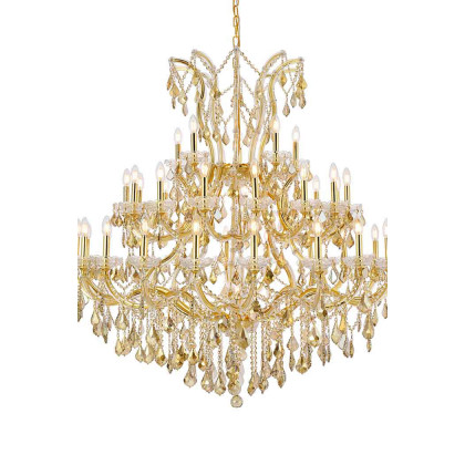Elegant Maria Theresa 41 Light Chandelier - Gold/Golden Teak, L 52" (2800G52G-GT-RC)