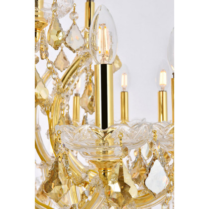 Elegant Maria Theresa 41 Light Chandelier - Gold/Golden Teak, L 52" (2800G52G-GT-RC)