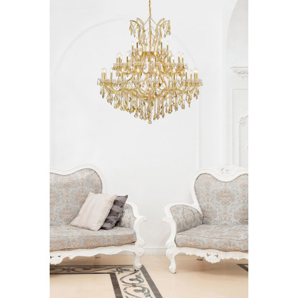 Elegant Maria Theresa 41 Light Chandelier - Gold/Golden Teak, L 52" (2800G52G-GT-RC)
