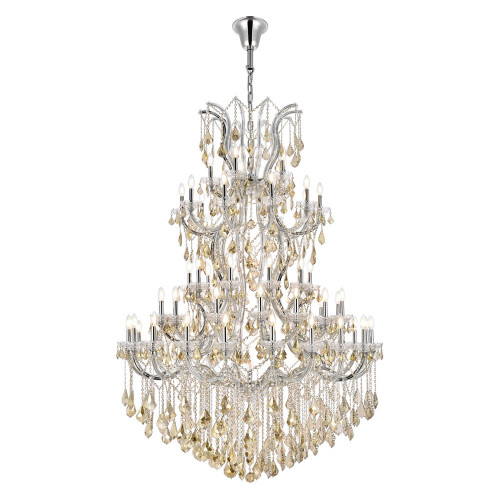 Elegant Maria Theresa 41 Light Chandelier - Chrome/Golden Teak, L 54" (2800G54C-GT-RC)