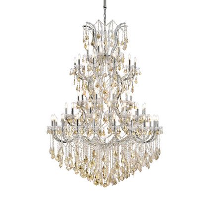 Elegant Maria Theresa 41 Light Chandelier - Chrome/Golden Teak, L 54" (2800G54C-GT-RC)