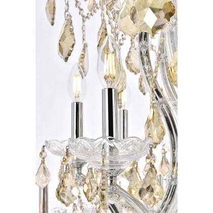Elegant Maria Theresa 41 Light Chandelier - Chrome/Golden Teak, L 54" (2800G54C-GT-RC)