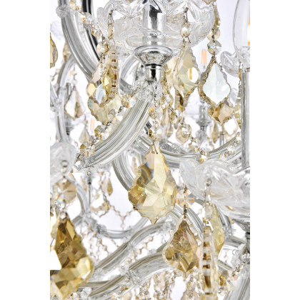 Elegant Maria Theresa 41 Light Chandelier - Chrome/Golden Teak, L 54" (2800G54C-GT-RC)