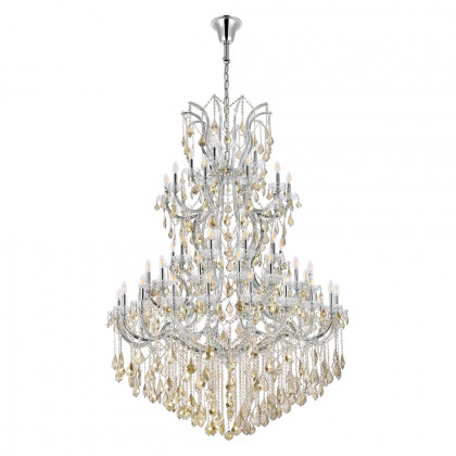 Elegant Maria Theresa 41 Light Chandelier - Chrome/Golden Teak, L 54" (2800G54C-GT-RC)