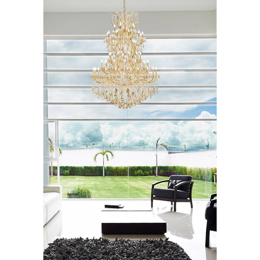 Elegant Maria Theresa 41 Light Chandelier - Gold/Golden Teak, L 54" (2800G54G-GT-RC)