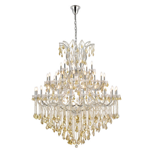 Elegant Maria Theresa 41 Light Chandelier - Chrome/Golden Teak, L 60" (2800G60C-GT-RC)