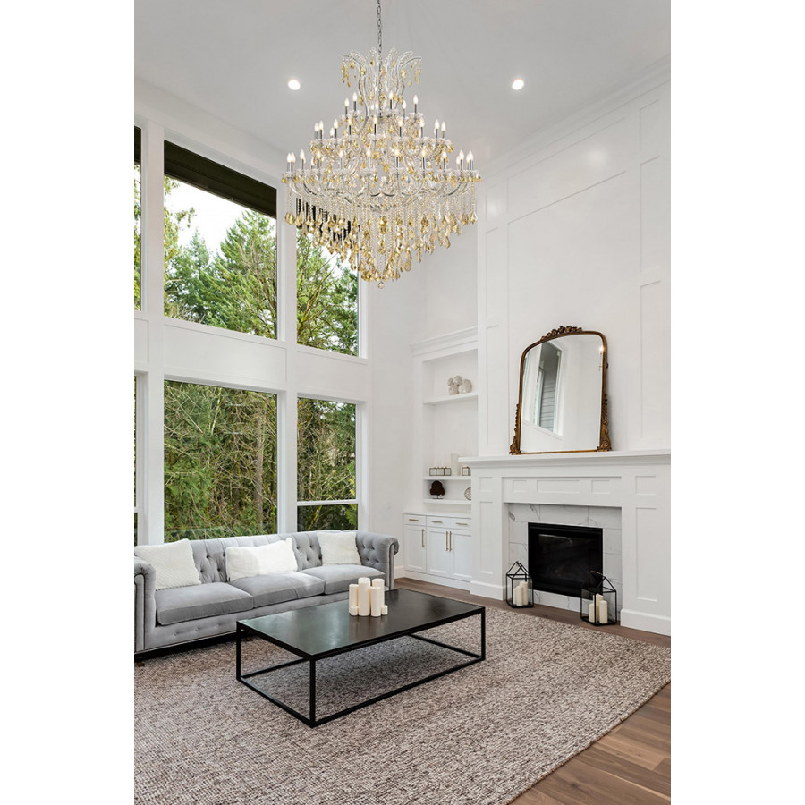 Elegant Maria Theresa 41 Light Chandelier - Chrome/Golden Teak, L 60" (2800G60C-GT-RC)