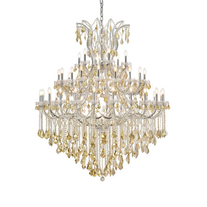 Elegant Maria Theresa 41 Light Chandelier - Chrome/Golden Teak, L 60" (2800G60C-GT-RC)