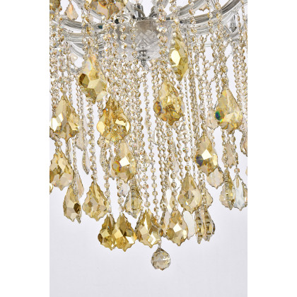 Elegant Maria Theresa 41 Light Chandelier - Chrome/Golden Teak, L 60" (2800G60C-GT-RC)