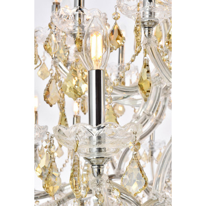 Elegant Maria Theresa 41 Light Chandelier - Chrome/Golden Teak, L 60" (2800G60C-GT-RC)
