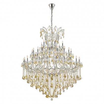 Elegant Maria Theresa 41 Light Chandelier - Chrome/Golden Teak, L 60" (2800G60C-GT-RC)