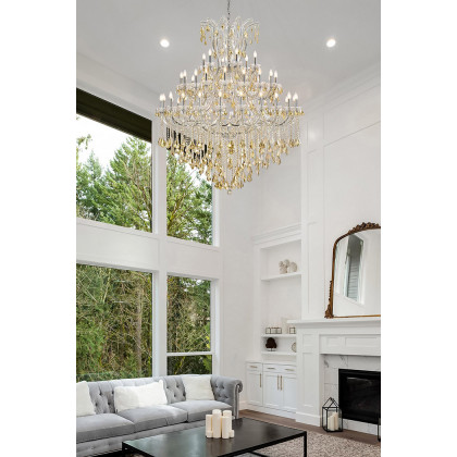 Elegant Maria Theresa 41 Light Chandelier - Chrome/Golden Teak, L 60" (2800G60C-GT-RC)