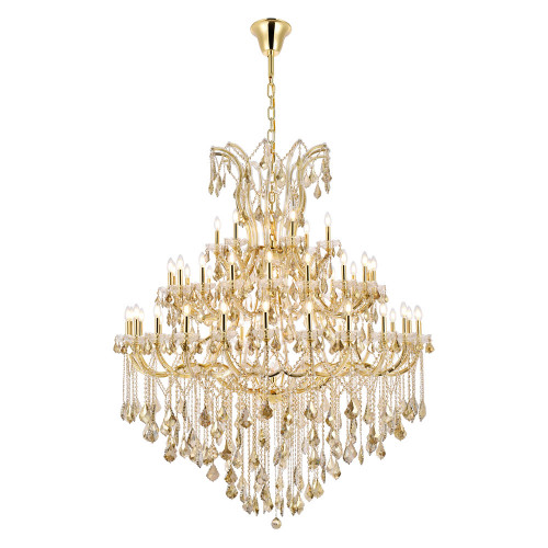 Elegant Maria Theresa 41 Light Chandelier - Gold/Golden Teak, L 60" (2800G60G-GT-RC)