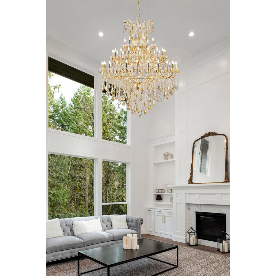 Elegant Maria Theresa 41 Light Chandelier - Gold/Golden Teak, L 60" (2800G60G-GT-RC)