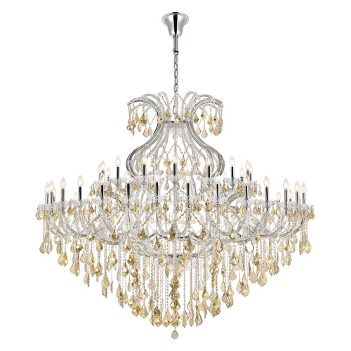 Elegant Maria Theresa 41 Light Chandelier - Chrome/Golden Teak, L 72" (2800G72C-GT-RC)