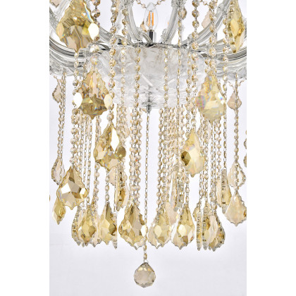 Elegant Maria Theresa 41 Light Chandelier - Chrome/Golden Teak, L 72" (2800G72C-GT-RC)