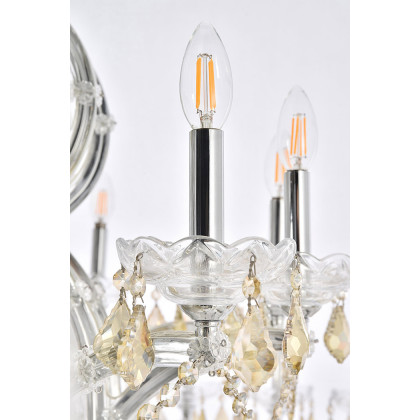 Elegant Maria Theresa 41 Light Chandelier - Chrome/Golden Teak, L 72" (2800G72C-GT-RC)