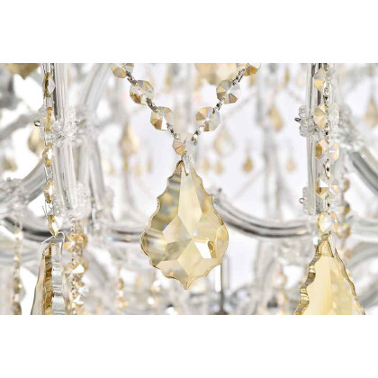 Elegant Maria Theresa 41 Light Chandelier - Chrome/Golden Teak, L 72" (2800G72C-GT-RC)