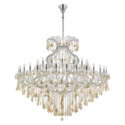 Elegant Maria Theresa 41 Light Chandelier - Chrome/Golden Teak, L 72" (2800G72C-GT-RC)