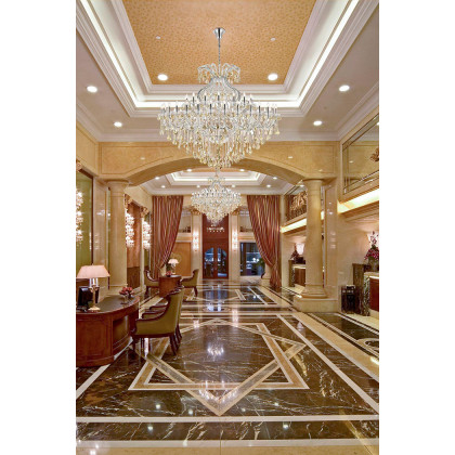 Elegant Maria Theresa 41 Light Chandelier - Chrome/Golden Teak, L 72" (2800G72C-GT-RC)