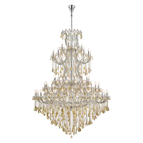Elegant Maria Theresa 41 Light Chandelier - Chrome/Golden Teak, L 72" (2800G96C-GT-RC)
