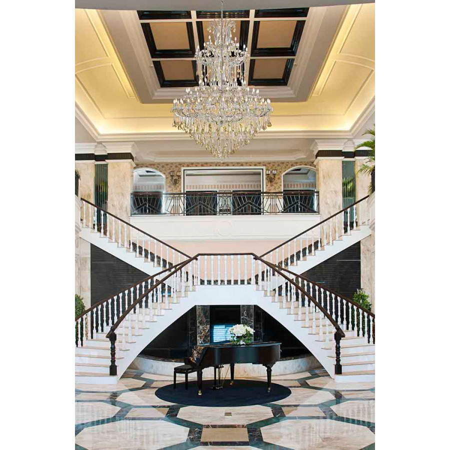 Elegant Maria Theresa 41 Light Chandelier - Chrome/Golden Teak, L 72" (2800G96C-GT-RC)