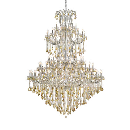 Elegant Maria Theresa 41 Light Chandelier - Chrome/Golden Teak, L 72" (2800G96C-GT-RC)
