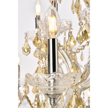 Elegant Maria Theresa 41 Light Chandelier - Chrome/Golden Teak, L 72" (2800G96C-GT-RC)