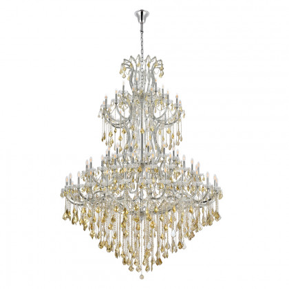 Elegant Maria Theresa 41 Light Chandelier - Chrome/Golden Teak, L 72" (2800G96C-GT-RC)