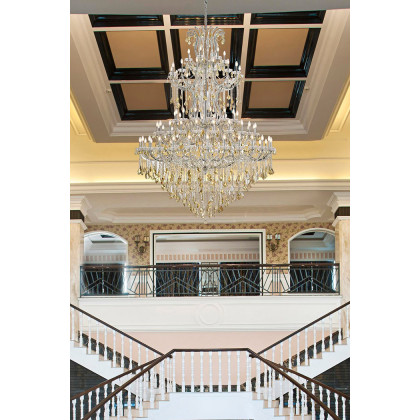 Elegant Maria Theresa 41 Light Chandelier - Chrome/Golden Teak, L 72" (2800G96C-GT-RC)