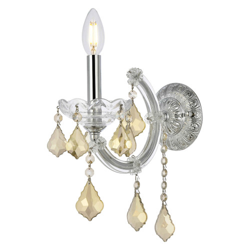 Elegant Maria Theresa 2 Light Wall Sconce - Chrome/Golden Teak, L 12" (2800W1C-GT-RC)