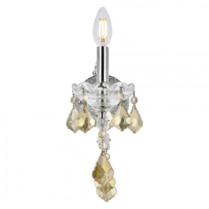 Elegant Maria Theresa 2 Light Wall Sconce - Chrome/Golden Teak, L 12" (2800W1C-GT-RC)